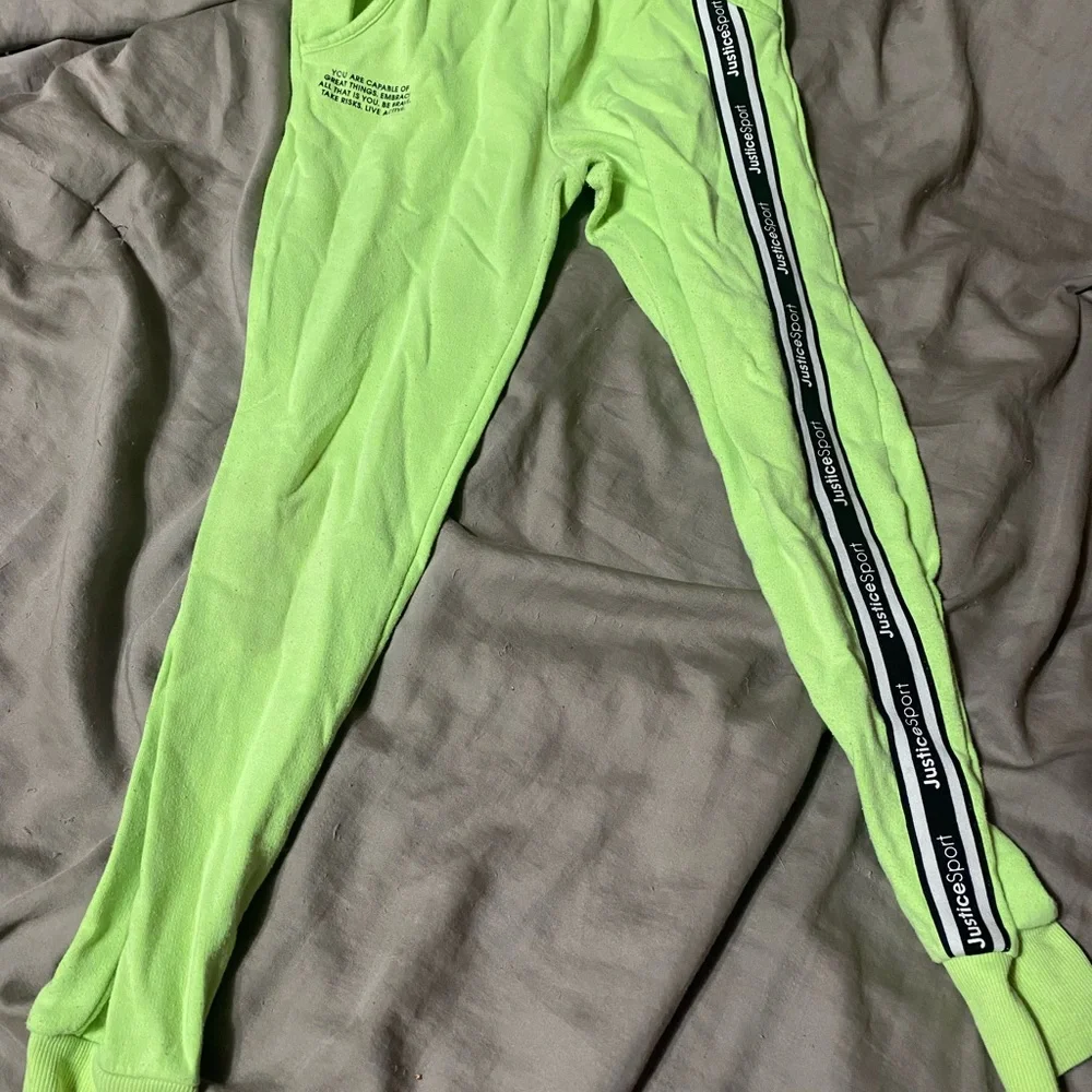 Justice Lime Green Joggers with Black Stripe
